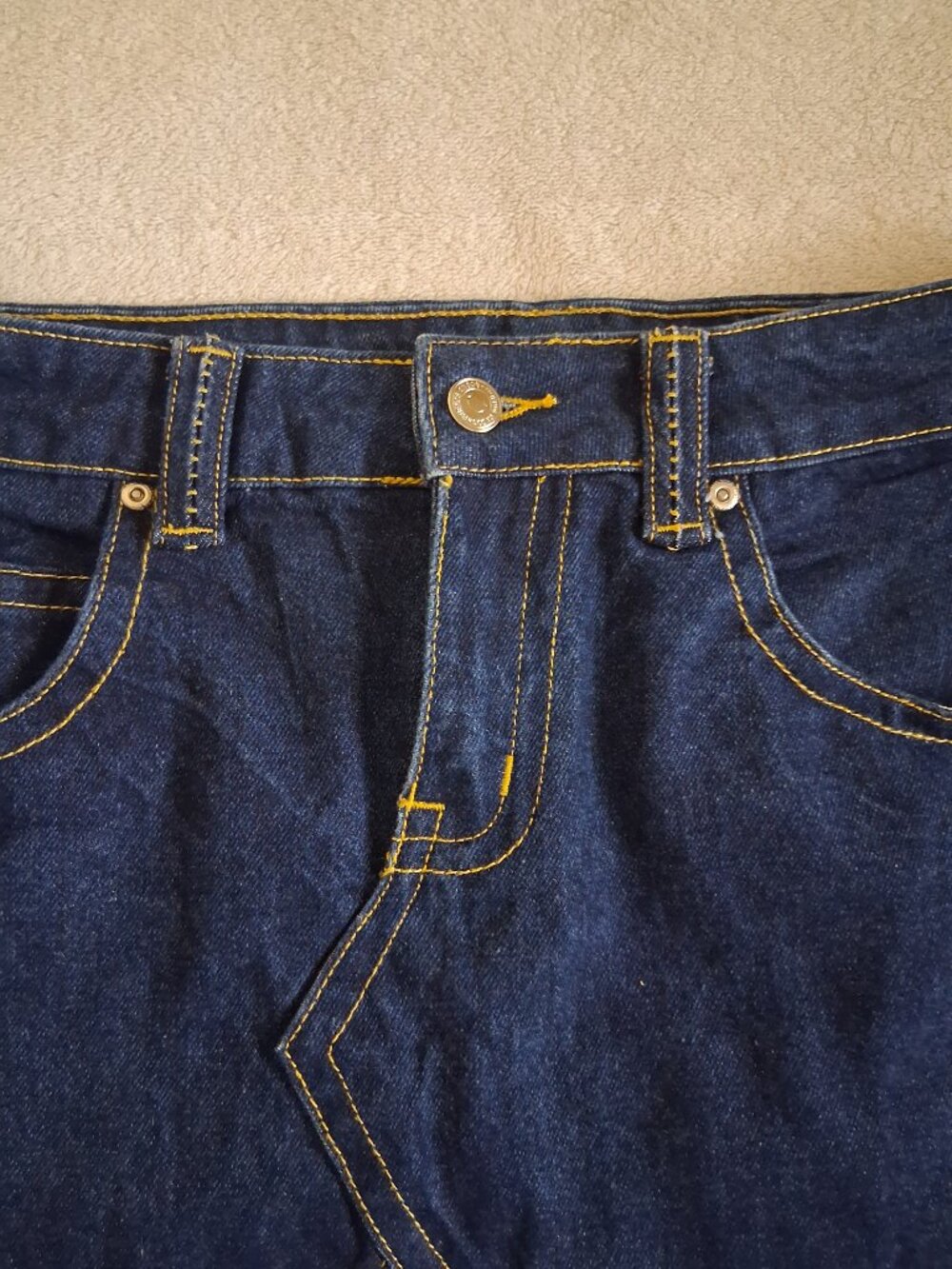 On Dog N' Friends (ODF) Women's M Embroidered Mushroom Dark Denim Mini Skirt - Picture 3 of 12